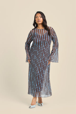 Curve Polka Dot Swing Style Maxi Dress