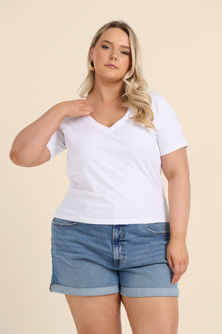 Curve V Neck Cotton Tee