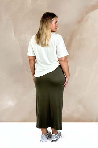 Curve printed oversized tee in stone