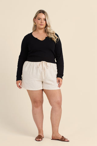 Curve Ribbed Notch Neck Top