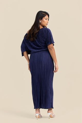 Curve Plisse Drop Shoulder Midaxi Dress