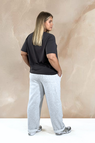 Curve California oversized cotton printed tee in slate grey