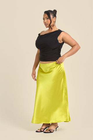 Curve Satin Bias Cut Midaxi Skirt