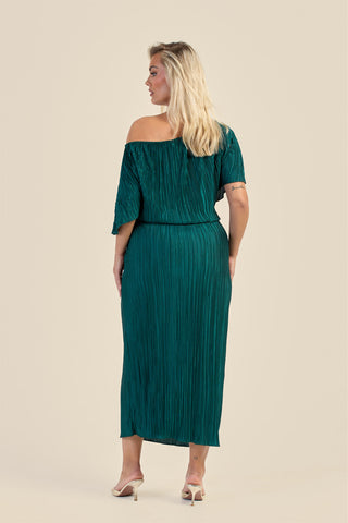 Curve Plisse Drop Shoulder Midaxi Dress