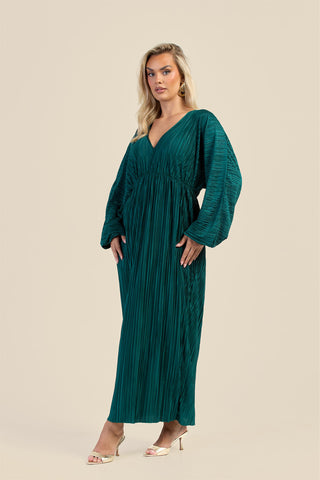 Curve Plisse Balloon Sleeve Maxi Dress
