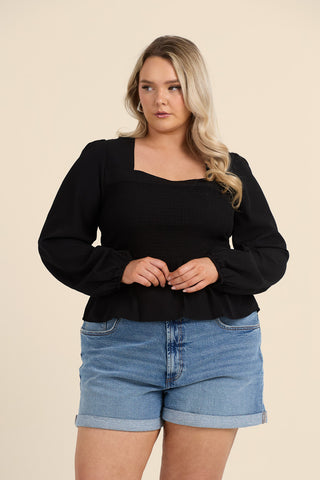 Curve Seersucker Peplum Top