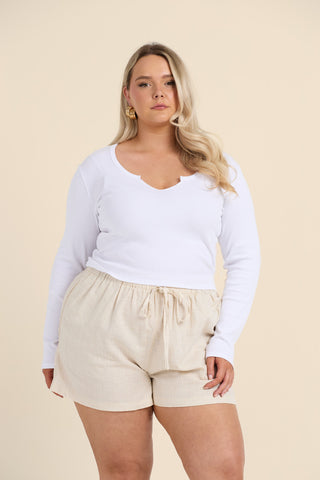 Curve Ribbed Notch Neck Top