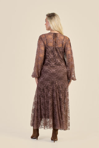 Curve Lace Balloon Sleeve Maxi Dress