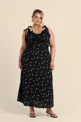 Curve Ditsy Print Strappy Midi Dress