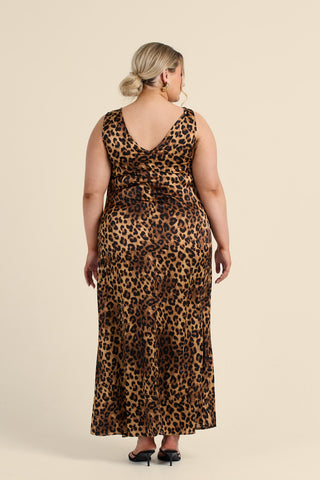 Curve Leopard Satin Slip Dress
