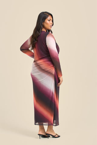 Curve Ombre mesh midi dress