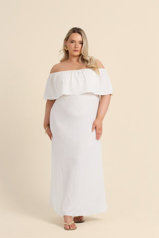 Curve Textured Bardot Resort Maxi Dress