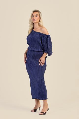 Curve Plisse Drop Shoulder Midaxi Dress