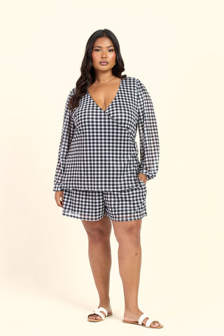 Curve Gingham Print Flippy Short