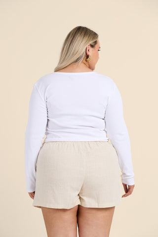 Curve Ribbed Notch Neck Top