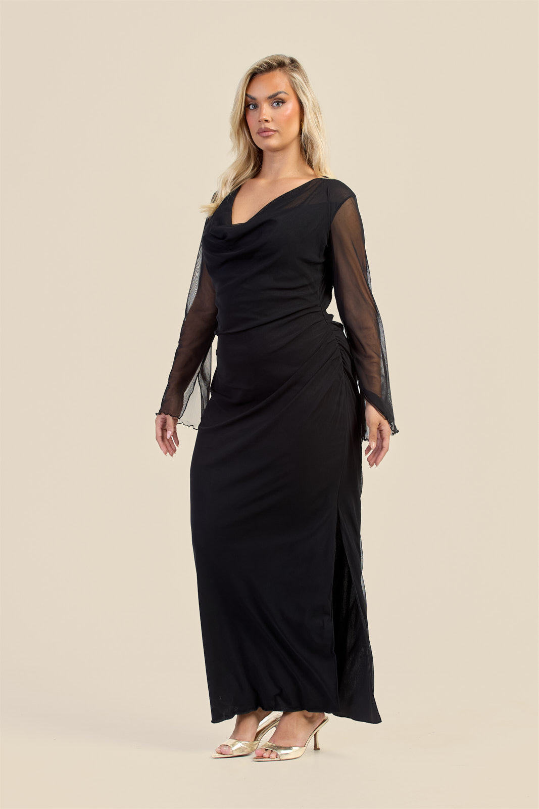 cowl neck long sleeve maxi dress Katrina Cowl Neck Long Sleeve Maxi Dress