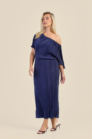 Curve Plisse Drop Shoulder Midaxi Dress