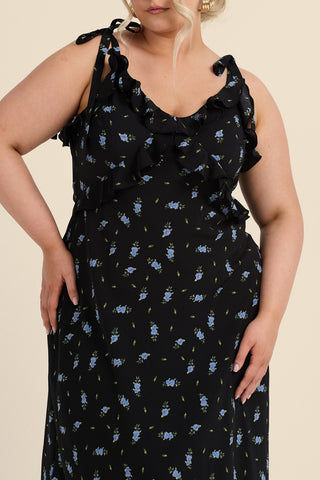 Curve Ditsy Print Strappy Midi Dress