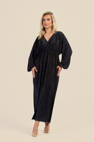Curve Plisse Balloon Sleeve Maxi Dress