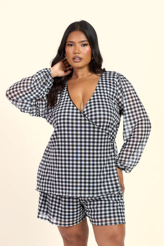 Curve Gingham Print Flippy Short
