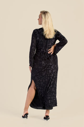 Curve velvet devore cowl neck maxi dress