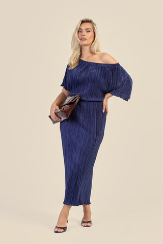 Curve Plisse Drop Shoulder Midaxi Dress