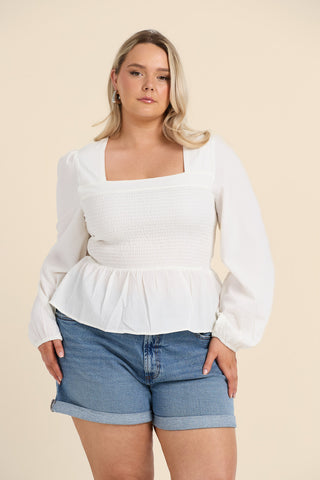 Curve Seersucker Peplum Top