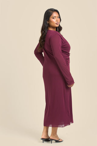 Curve Twisted Bodice Midi Dress In Knitted Textured Jersey