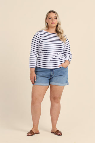 Curve Striped Cotton Top