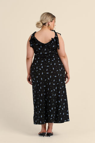 Curve Ditsy Print Strappy Midi Dress