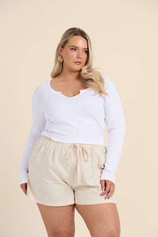 Curve Ribbed Notch Neck Top