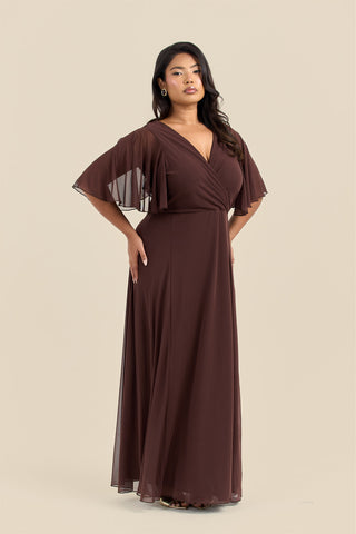 Curve Angel Sleeve Wrap Front Maxi Dress