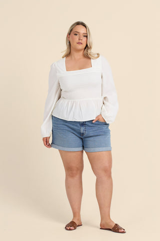 Curve Seersucker Peplum Top