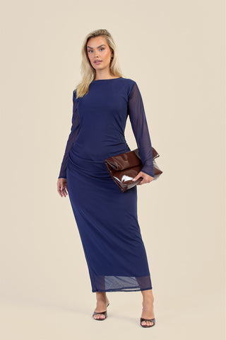 Curve Ruched Long Sleeve Midaxi Dress