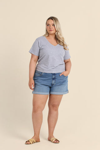 Curve V Neck Cotton Tee