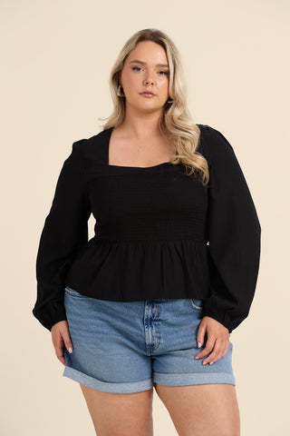 Curve Seersucker Peplum Top