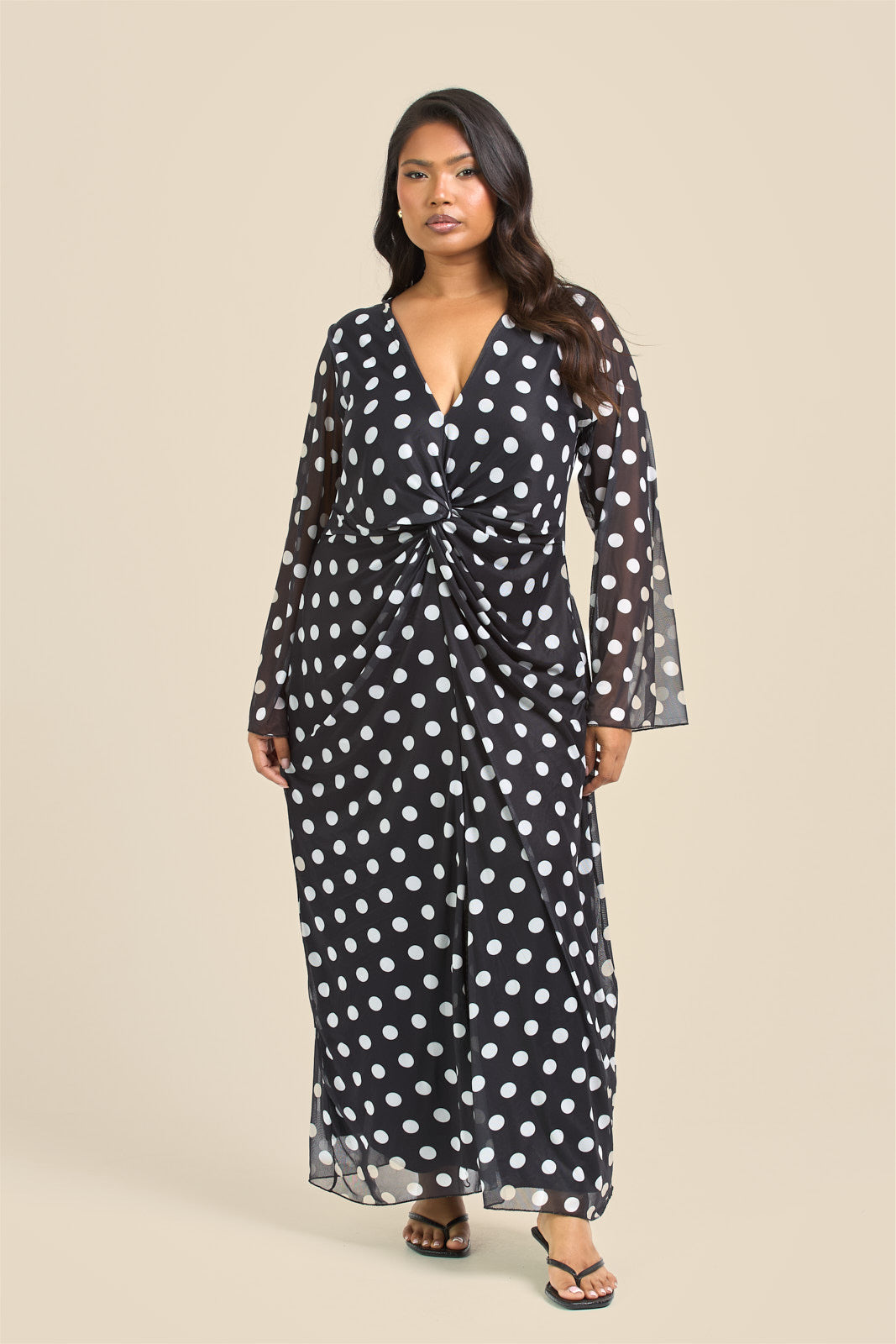 black dot mesh midi dress Self-Portrait Dot Mesh Midi Dress in Black