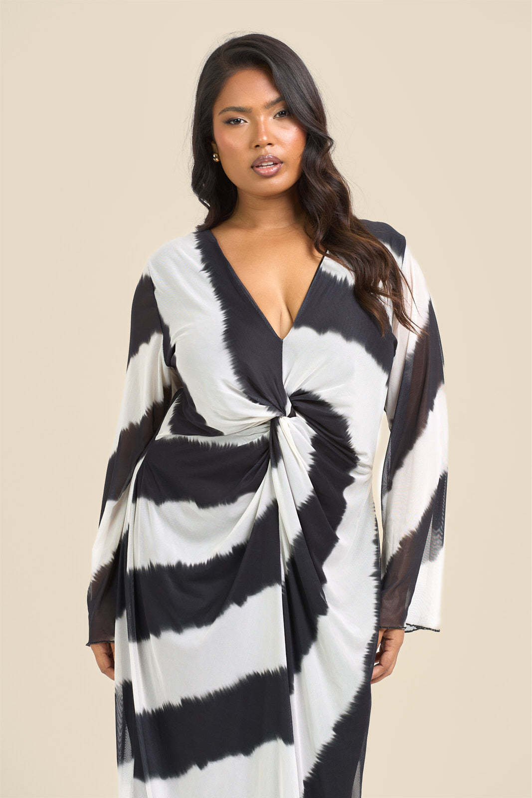 twist front plunge midi dress Black Plus Twist Front Plunge Midi Dress