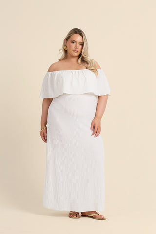 Curve Textured Bardot Resort Maxi Dress