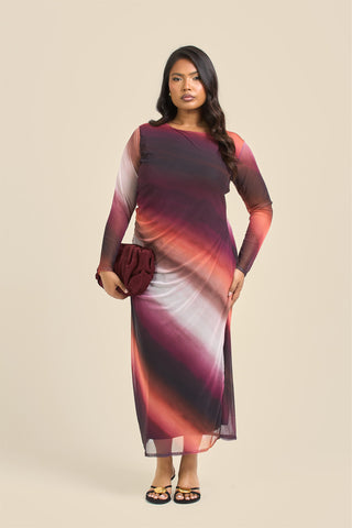 Curve Ombre mesh midi dress
