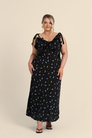 Curve Ditsy Print Strappy Midi Dress