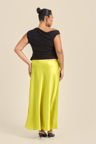 Curve Satin Bias Cut Midaxi Skirt