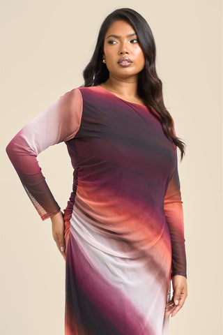 Curve Ombre mesh midi dress