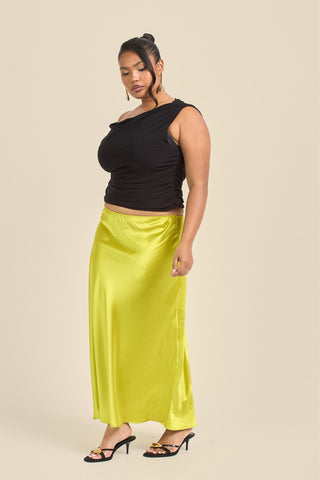 Curve Satin Bias Cut Midaxi Skirt