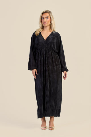 Curve Plisse Balloon Sleeve Maxi Dress