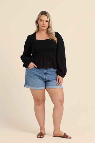 Curve Seersucker Peplum Top