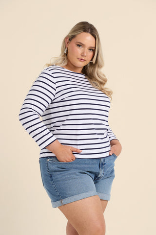 Curve Striped Cotton Top