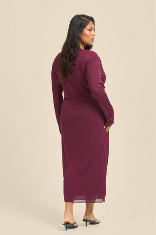 Curve Twisted Bodice Midi Dress In Knitted Textured Jersey