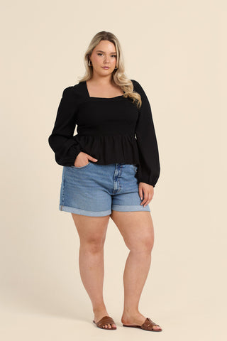 Curve Seersucker Peplum Top