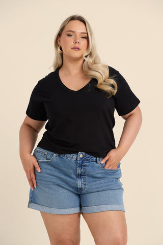 Curve V Neck Cotton Tee
